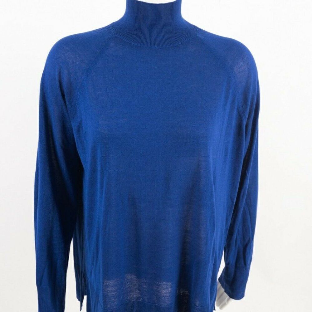 Zara Womens Mock Neck Sweater Large Royal Blue